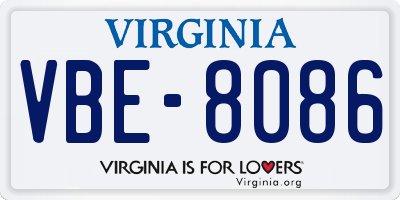 VA license plate VBE8086