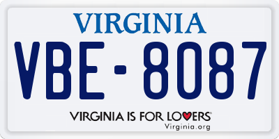 VA license plate VBE8087