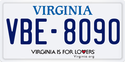 VA license plate VBE8090