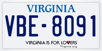 VA license plate VBE8091
