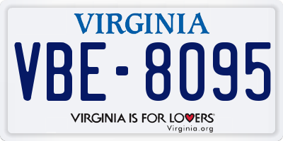 VA license plate VBE8095
