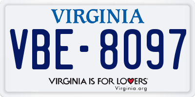 VA license plate VBE8097