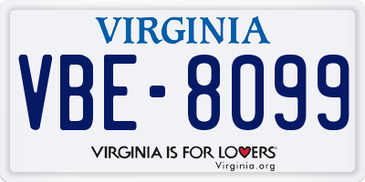 VA license plate VBE8099