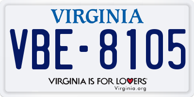 VA license plate VBE8105