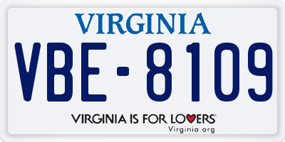 VA license plate VBE8109
