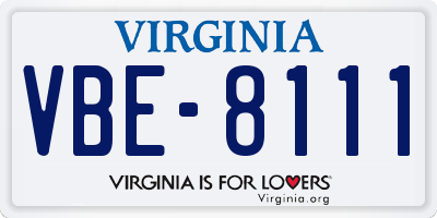VA license plate VBE8111
