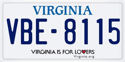 VA license plate VBE8115