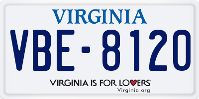 VA license plate VBE8120