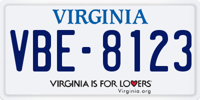VA license plate VBE8123