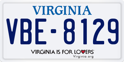 VA license plate VBE8129
