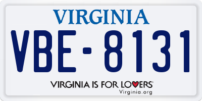 VA license plate VBE8131