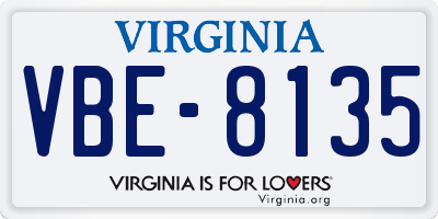 VA license plate VBE8135