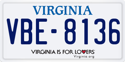 VA license plate VBE8136