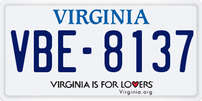 VA license plate VBE8137
