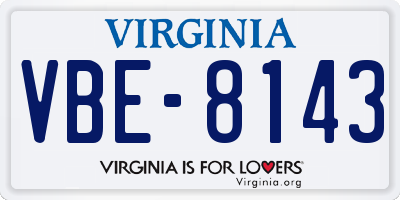 VA license plate VBE8143