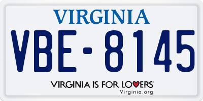 VA license plate VBE8145