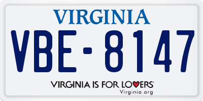 VA license plate VBE8147