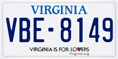 VA license plate VBE8149