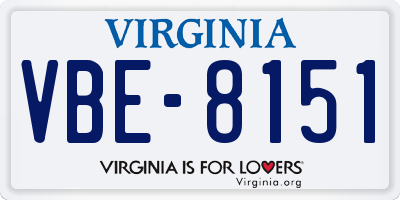 VA license plate VBE8151