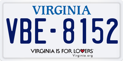 VA license plate VBE8152