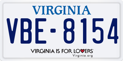 VA license plate VBE8154