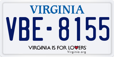 VA license plate VBE8155