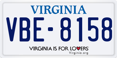 VA license plate VBE8158