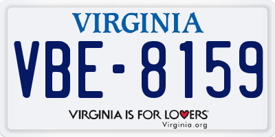 VA license plate VBE8159