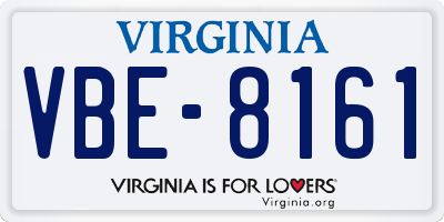 VA license plate VBE8161