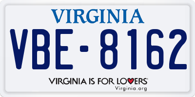 VA license plate VBE8162