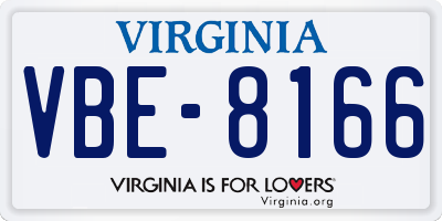 VA license plate VBE8166