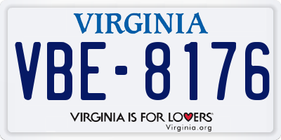 VA license plate VBE8176