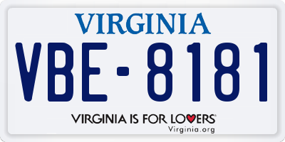 VA license plate VBE8181