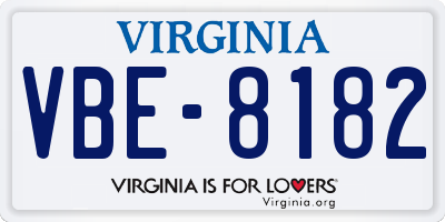 VA license plate VBE8182