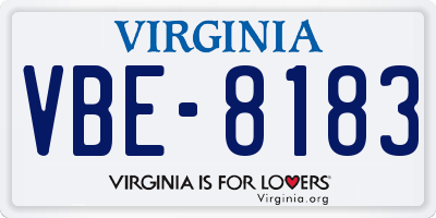 VA license plate VBE8183