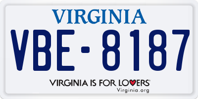 VA license plate VBE8187
