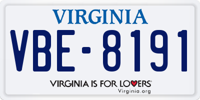 VA license plate VBE8191