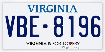 VA license plate VBE8196