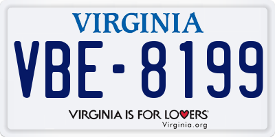 VA license plate VBE8199