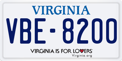 VA license plate VBE8200