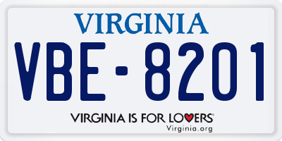 VA license plate VBE8201