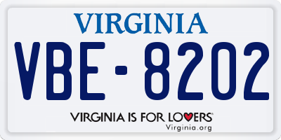 VA license plate VBE8202