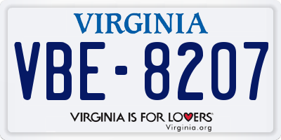 VA license plate VBE8207