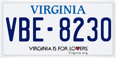 VA license plate VBE8230