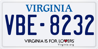 VA license plate VBE8232
