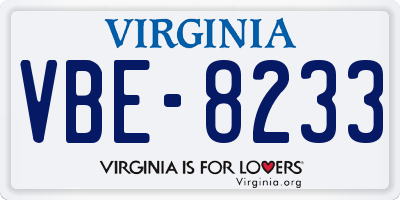 VA license plate VBE8233