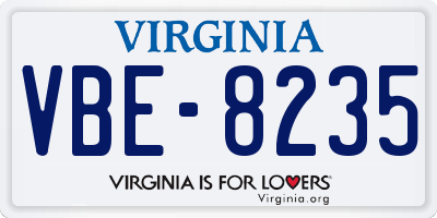 VA license plate VBE8235