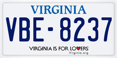 VA license plate VBE8237