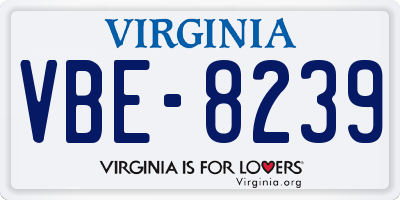 VA license plate VBE8239