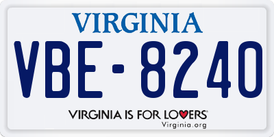 VA license plate VBE8240